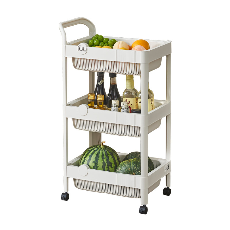 家居桌面零食塑料多层收纳架落地置物架子小推车展示分层整理架一体