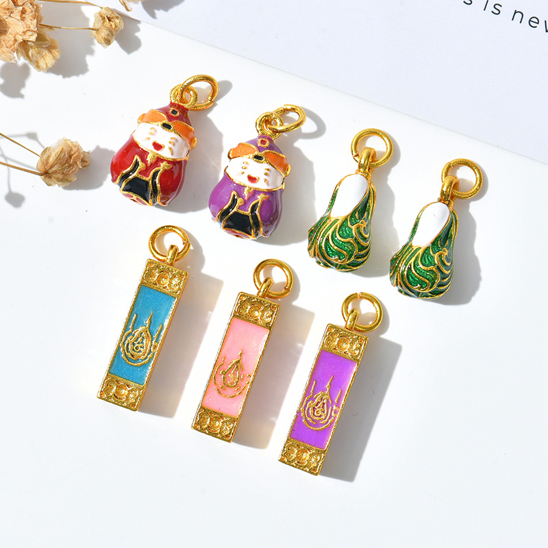 Hot Chinese-style fortune God pendant that never fades, Vietnamese sand gold five-piece scripture pendant