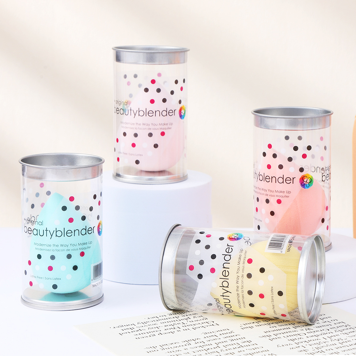 卓尔雅新品跨境热卖彩妆蛋花点桶装斜切水滴美妆工具粉扑美容护肤化妆美妆蛋