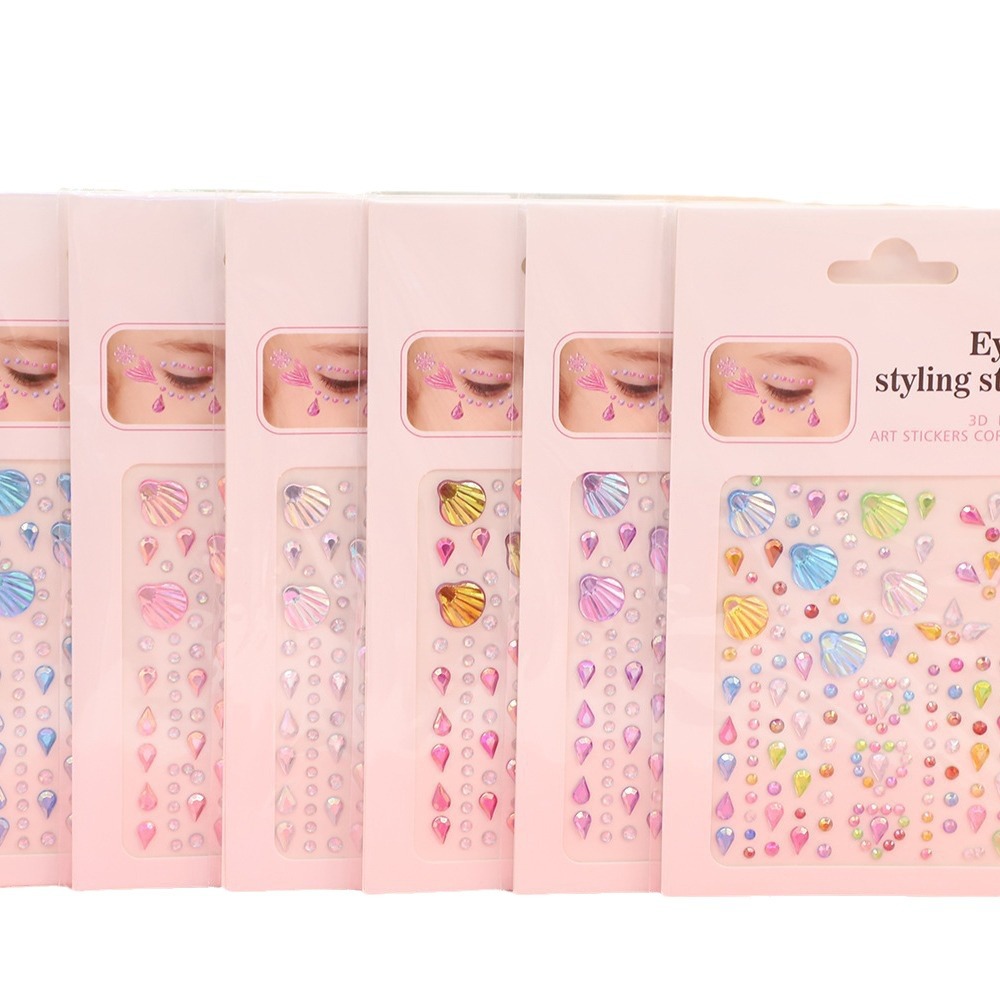 New children's DIY fun eyebrow and eye stickers, sparkling diamond gemstone decorative stickers, eye corner stickers with rich colors, factory wholesale Item Picture
