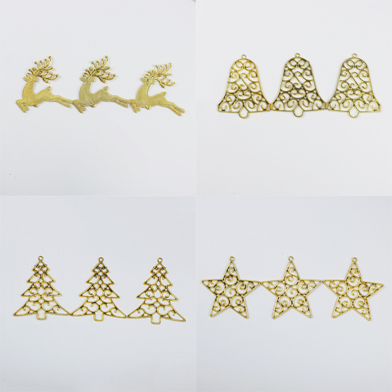 New Christmas pendant, five-pointed star, tree bell, reindeer, electroplated gold and silver, red Christmas decoration, handicraft, creative gift box New Christmas pendant, five-pointed star, tree bell, reindeer, electroplated gold and silver, red Christmas decoration, handicraft, creative gift box
