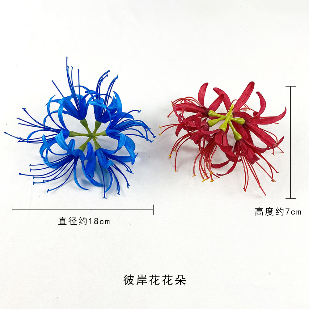 Wind and rain orchid, Red spider lily flower head, manjussa flower simulation flower art, ancient-style Hanfu photo decoration, office culture, garden, rose ornaments Application Scenario