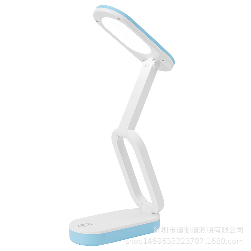 LED multi-section folding reading desk lamp, dual lithium battery stepless dimming three-color eye-protecting student desk lamp, lighting fixture, night light Item Picture