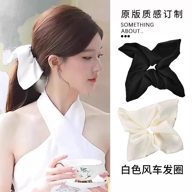 赵露思同款韩系风车方巾头绳女2025新款气质大方格大肠发圈肥肠圈发饰品