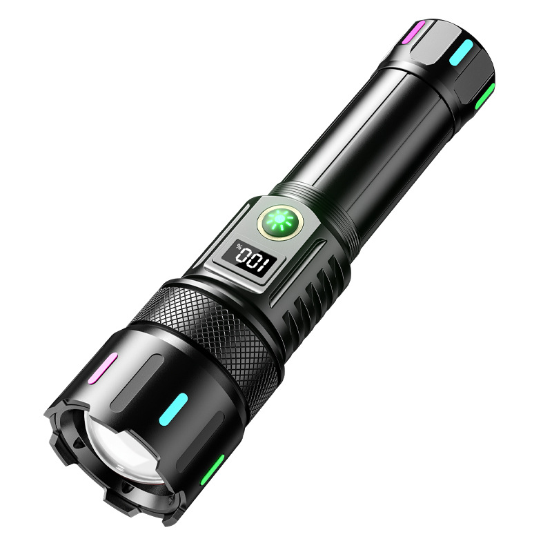 New high-intensity flashlight, lithium battery charging, high-lumen zoom, alloy, patrol, camping, security, hand-held lighting flashlight, daily necessities Item Picture
