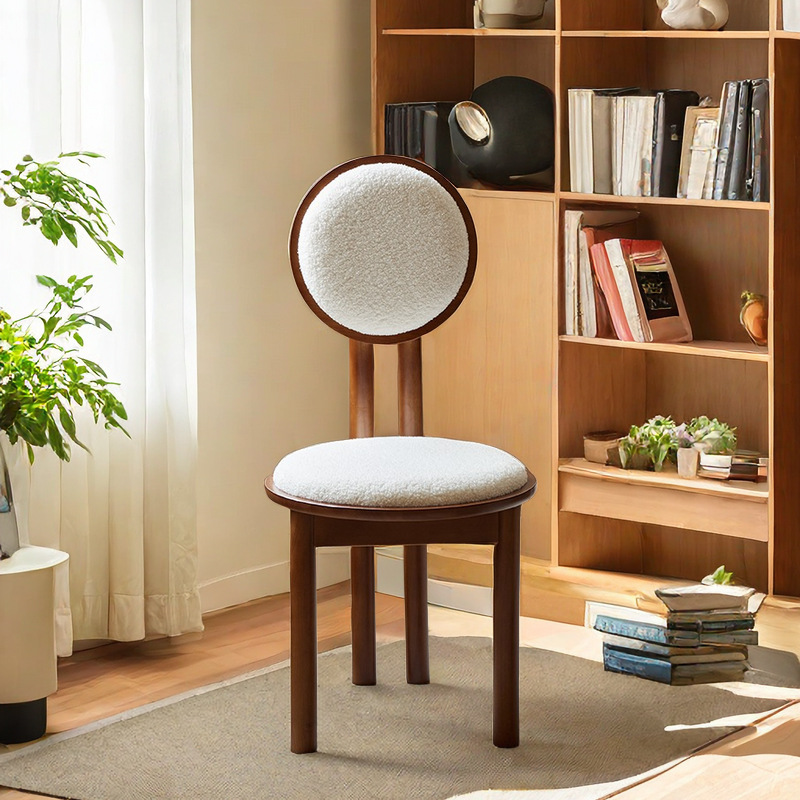 Star French cream-style vintage solid wood dining chair backrest designer light luxury casual sofa chair home decoration living room furniture