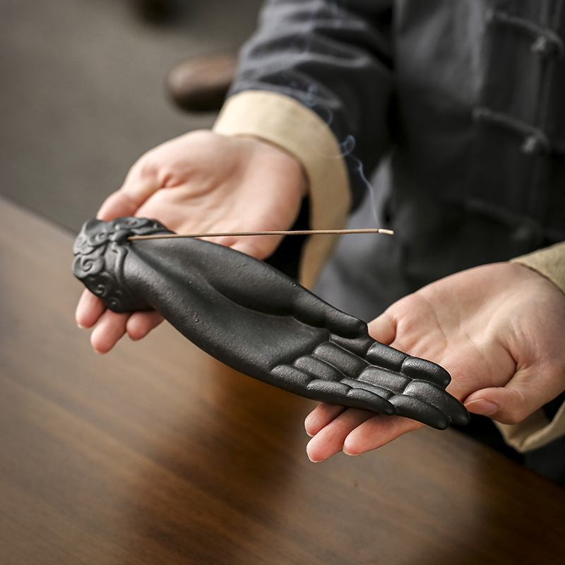 Buddha's Hand Line incense burner, ceramic creative incense burner, horizontal incense burner, sandalwood incense stick, cross-border one-piece consignment Specification image