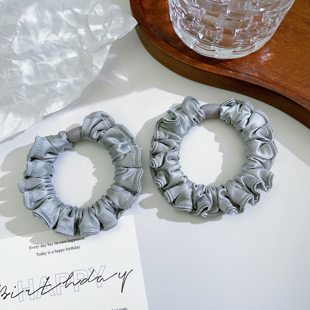 Korean-style high-elasticity pleated small intestine hair band for women, simple and elegant, soft and non-damaging to hair, hair tie and hair accessory Specification image