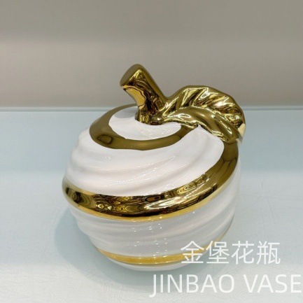欧式简约白金陶瓷水果摆件酒店民宿装饰批发厂家直供陶瓷瓶包装