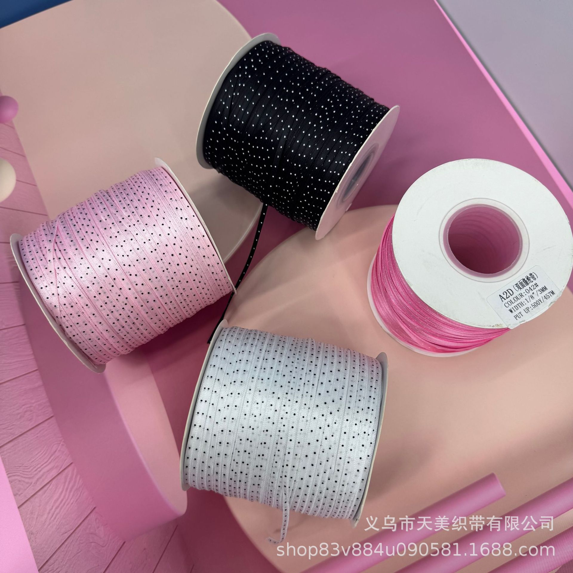 3MM double-sided polka dot polyester filament ribbon accessories, clothing, underwear, socks, decorative polka dot colored textile accessories Application Scenario