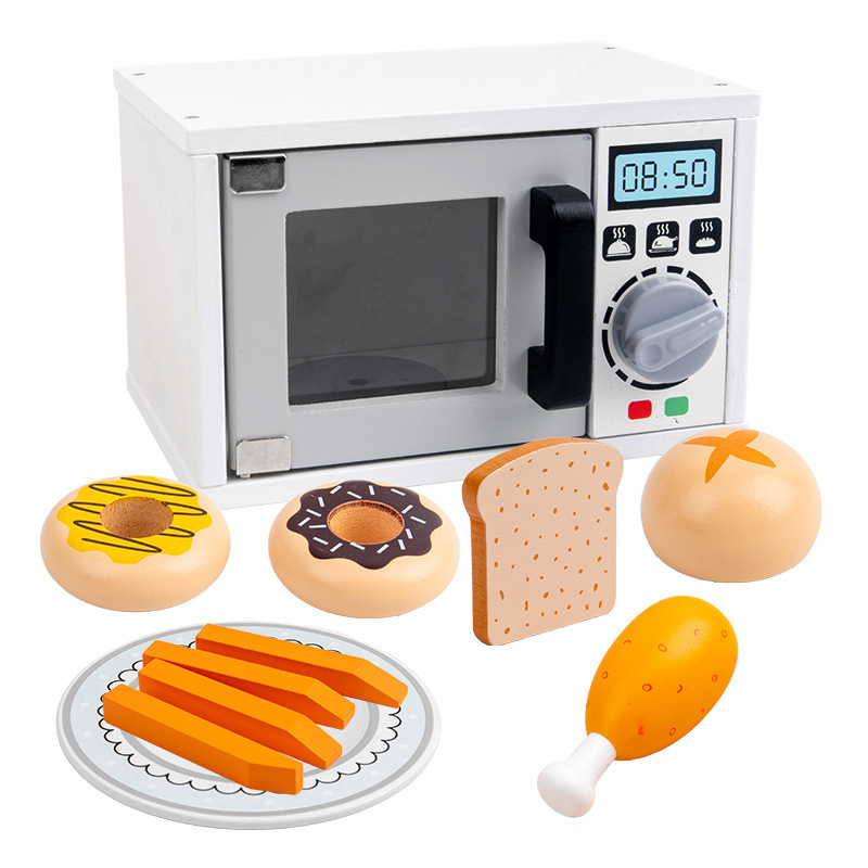 Wooden role-playing toys, ovens, microwave ovens, meals, kitchenware, bread and pastry making, customized children's educational toys Item Picture