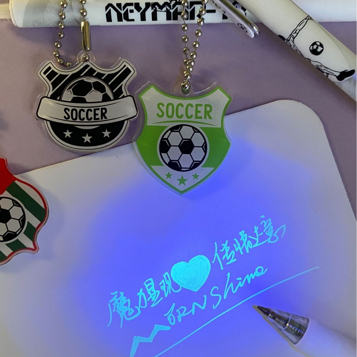 New football-press invisible pen light, neutral pen, ultraviolet marking, note-taking pen 18-piece set Specification image