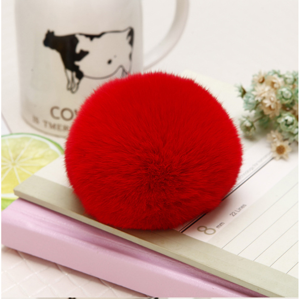 Rabbit fur plush ball, long and short fur handmade fabric printed pendant, doll accessory, pom-pom pendant