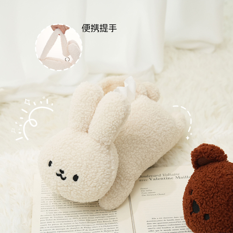 Original cute rabbit tissue box, bedroom and living room desktop decoration, tissue box, creative cartoon multi-functional tissue bag details Picture