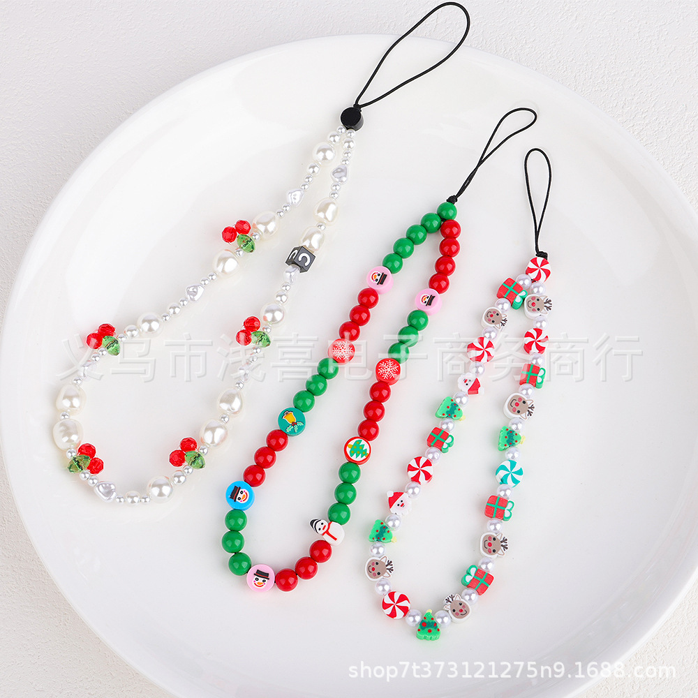 New Christmas bell DIY mobile phone chain pendant, anti-drop phone case accessory, office culture Christmas decoration