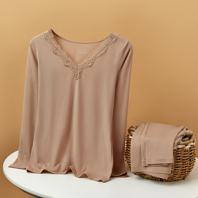 Autumn and winter ultra-thin invisible mask, skin care garment, high-elasticity thermal underwear set for women, skin-friendly and comfortable Specification image