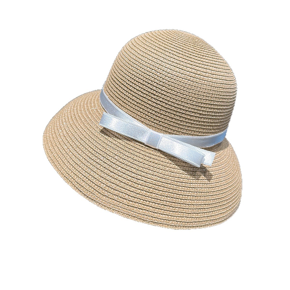 French Hepburn style bow straw woven fisherman's hat, summer vacation sun protection hat, women's face bright-up, small, light and versatile style Application Scenario