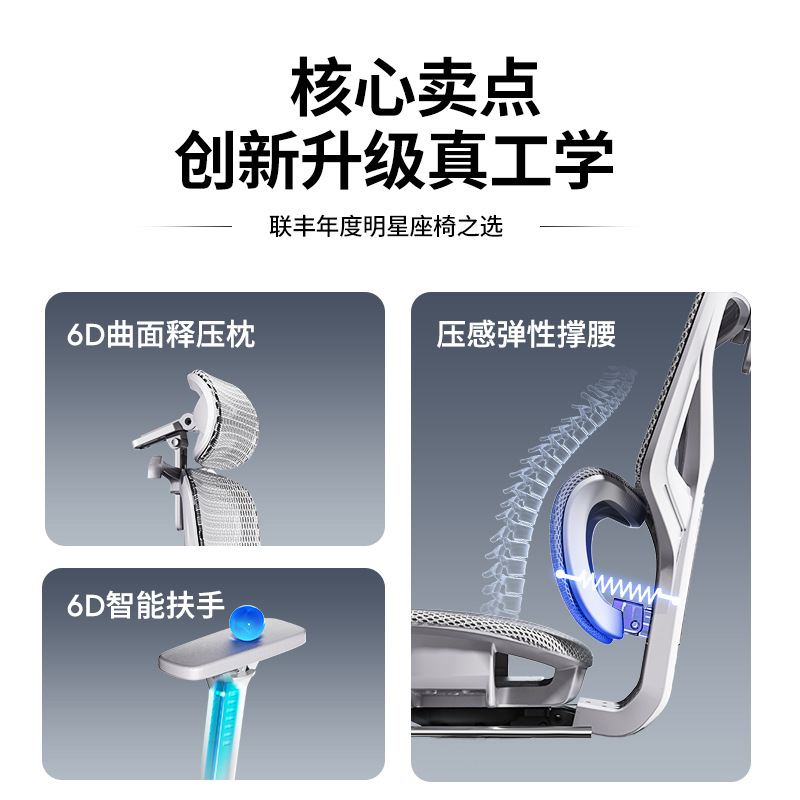 办公椅椅子/人体工学椅/办公椅子/椅子/清闲人机工学椅产品图