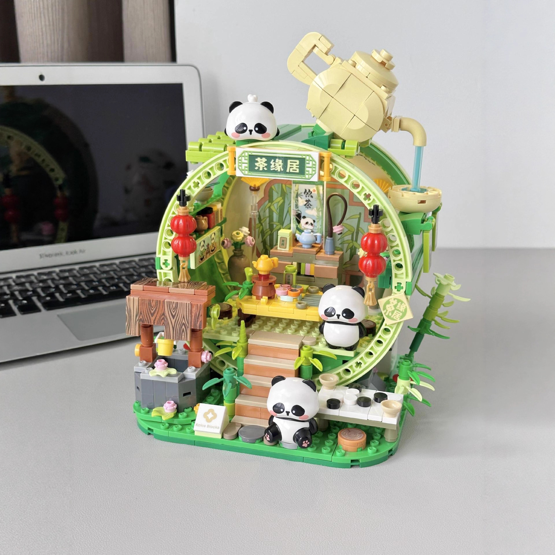 佳乐专熊猫竹居国潮茶舍积木玩具高益智DIY拼装模型儿童摆件益智科教玩具