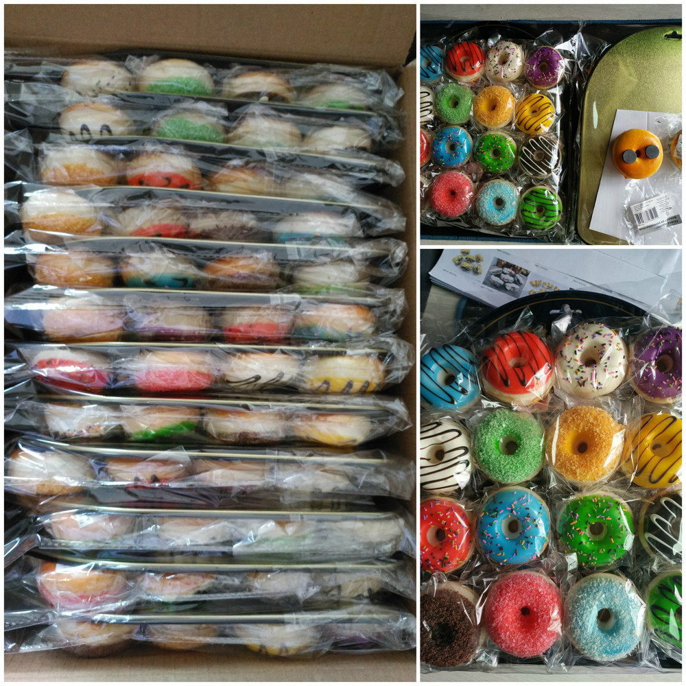 Small doughnut model fridge magnets, creative home decorations, soft and elastic, pinchable, novel supply, commercial doughnut machines, waffle ovens, food and beverage processing equipment Specification image