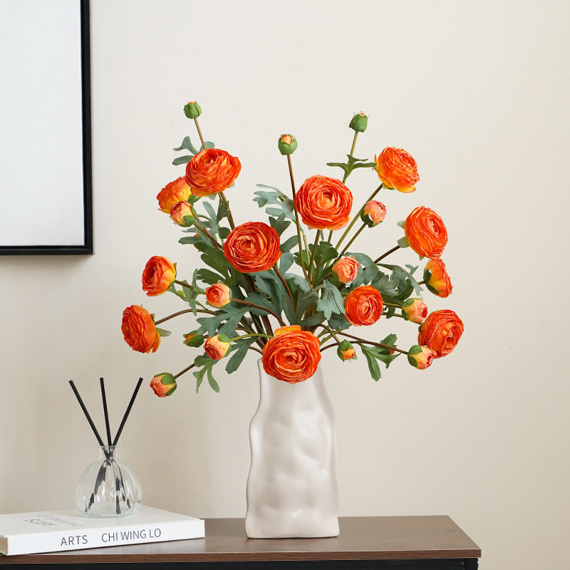 仿真3枝扎束洋牡丹9头小清新家居装饰插花摄影道具毛线花批发工艺品创意礼品