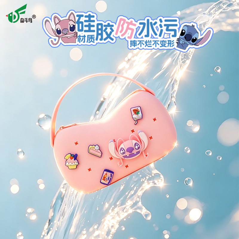Disney-authorized Stitch DIY hole-shaped silicone handbag Cartoon travel makeup storage bag Specification image