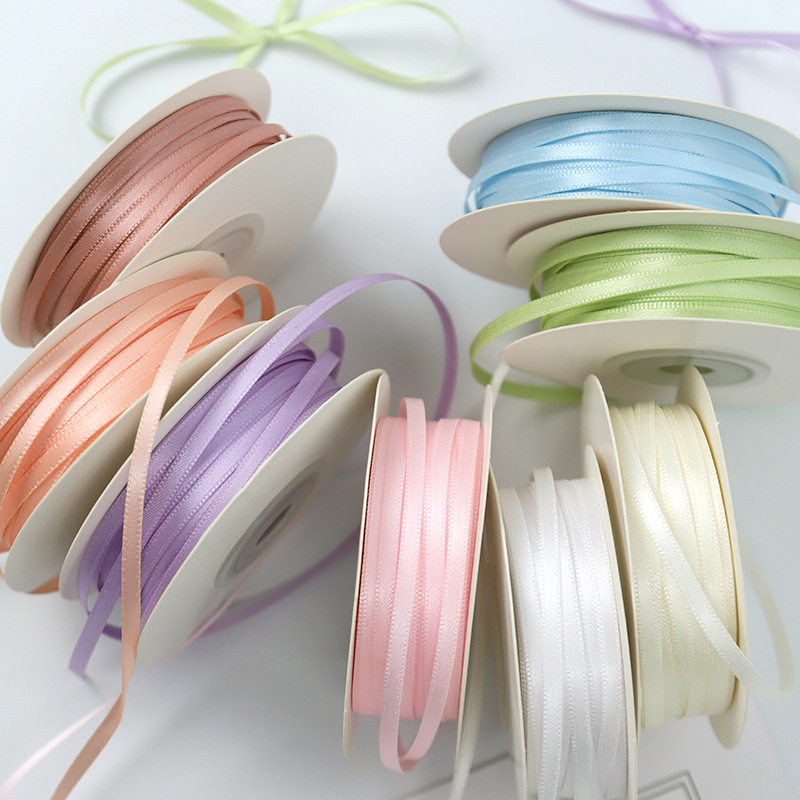High-end wedding bow silk ribbon 0.3cm dense single-sided polyester fine silk ribbon for clothing accessories, scarves, silk scarves, sun-protective clothing and decoration details Picture