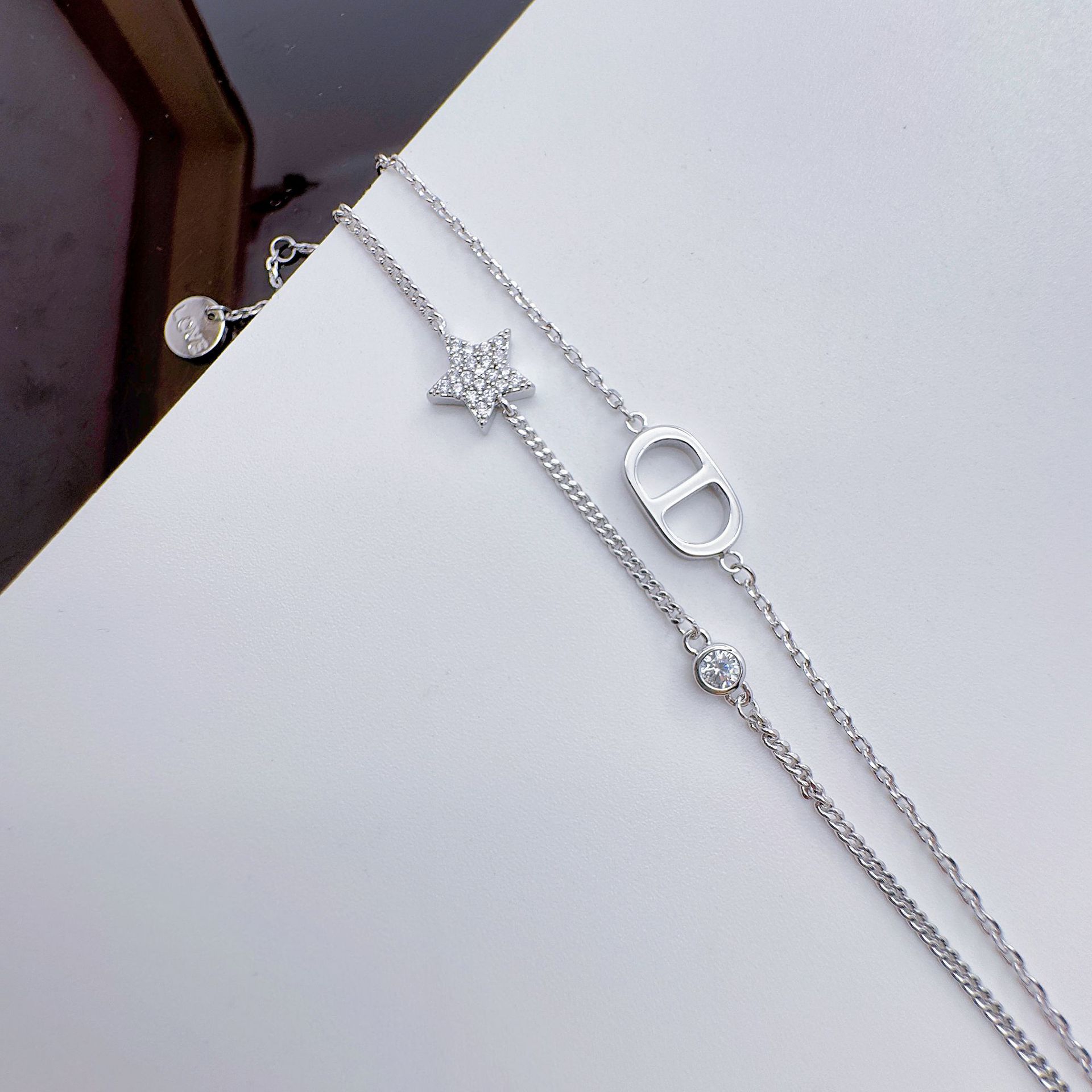 Celeste celeste niche nuevo premium sense pulsera ligera palabra de lujo nose de cerda estrella con diamantes doble estilo europeo y americano Specification image