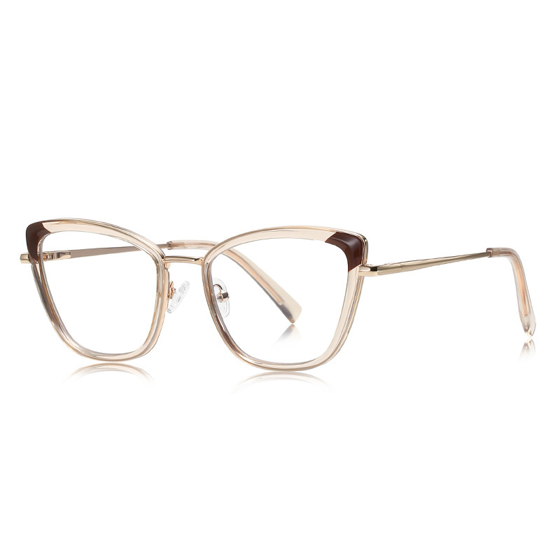 Metal TR90 myopia glasses frame 3126 dual-color anti-blue light for women's plain plain glasses export frame Item Picture