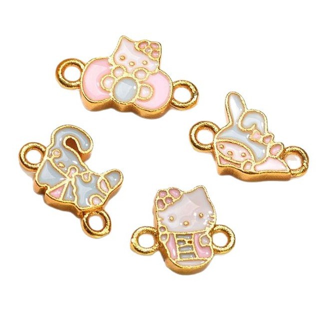 New cute DIY cartoon accessory for cats, single pendant with rhinestone animal head rope, ins style bracelet Item Picture
