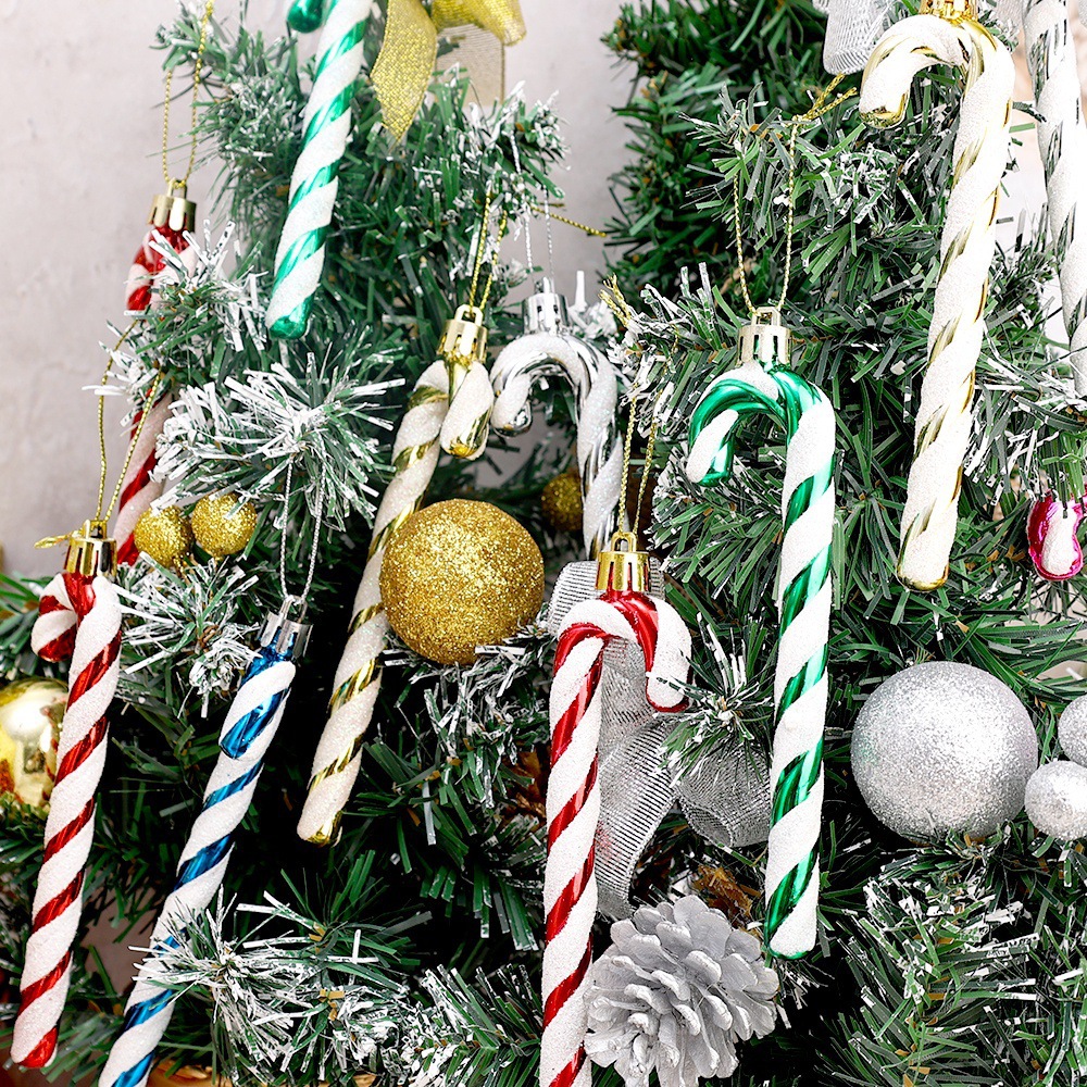 New cross-border Christmas walking stick pendant, plastic electroplated decorative item, essential for holiday home decoration and other ornaments Specification image