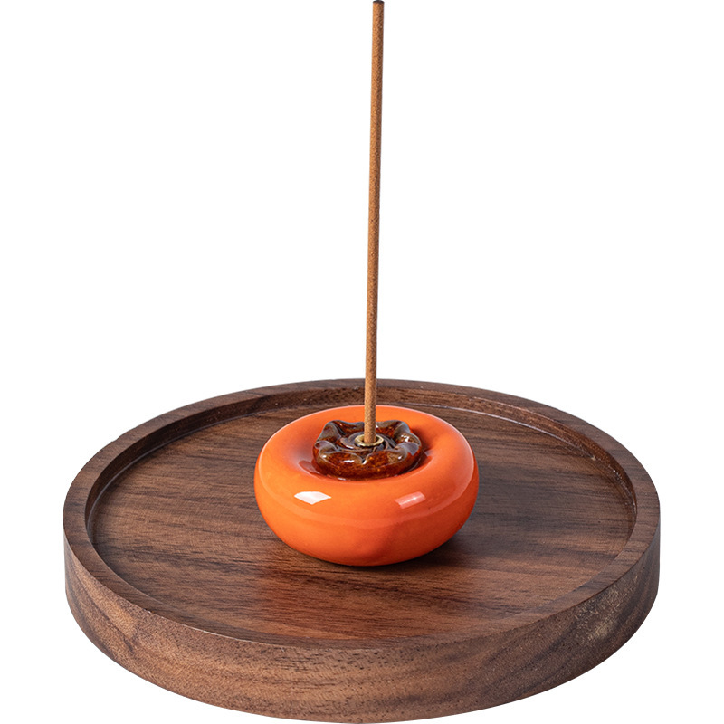 Creative ceramic incense stick, small persimmon tea pet decoration, home incense burner, incense holder, wishing you all the best Item Picture