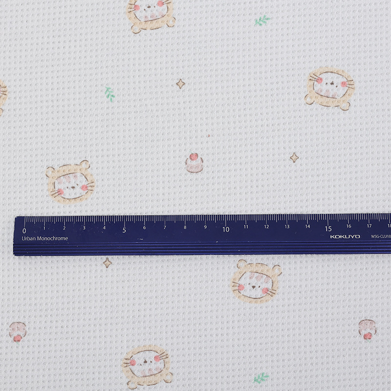 全棉磨毛华夫格印花针织面料适用于睡衣家居服童装纺织皮革扎染布印花工艺柔软舒适详情图4