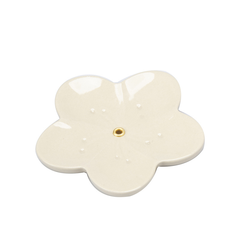 Wood ash ceramic autumn chrysanthemum incense burner, household incense holder, incense burner, summer lotus tea cup base, incense stick, incense stand, handicrafts and gifts Item Picture