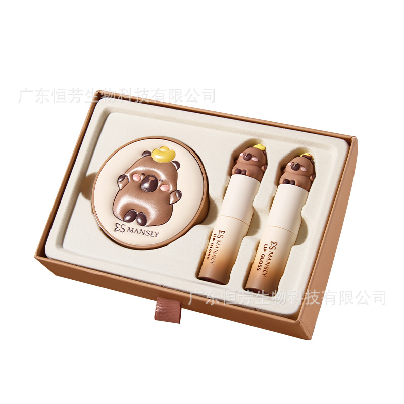 Mansili Prosperity Dolphin Beauty Gift Box Lip Gloss 2 Cushions, Cute and portable, 8 a.m. Commuting packaging Item Picture