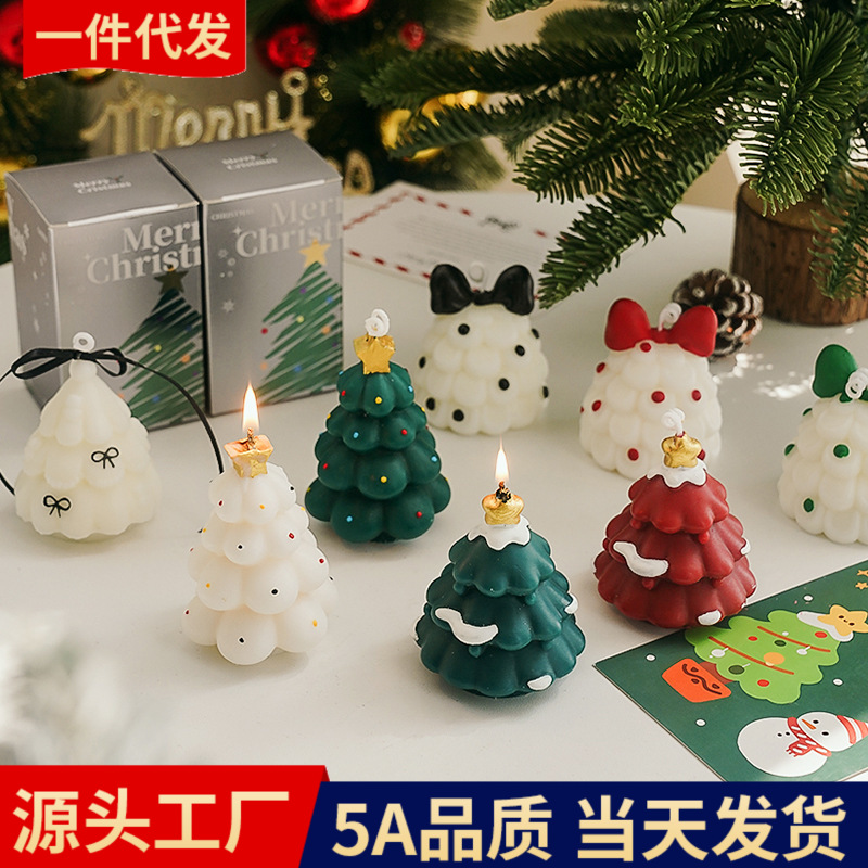圣诞节香氛蜡烛手工仿真可爱伴手礼圣诞树香薰氛围布置用品办公文化气氛装饰