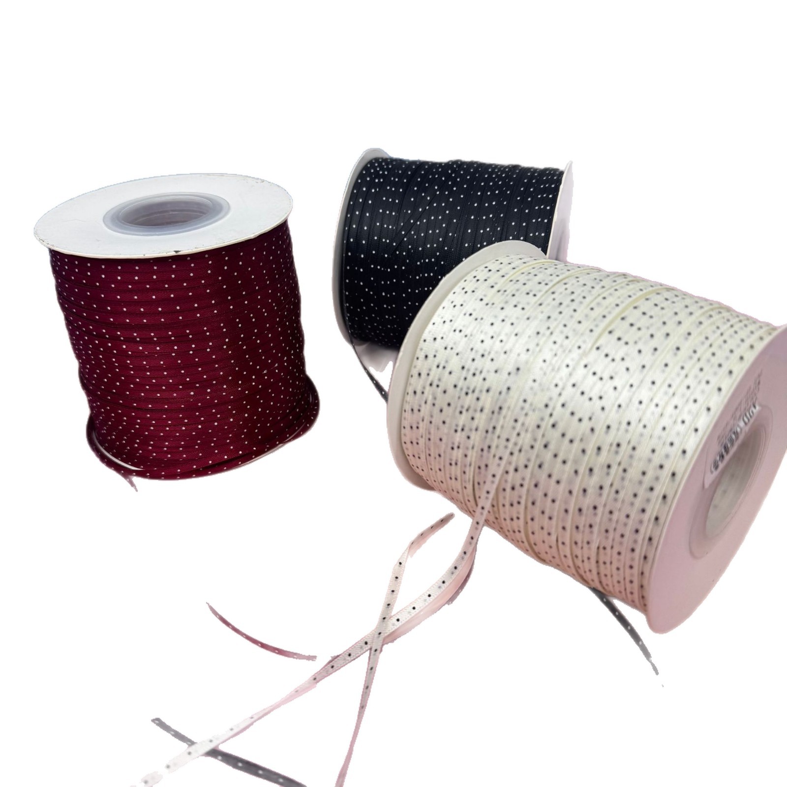 3MM double-sided polka dot polyester filament ribbon accessories, clothing, underwear, socks, decorative polka dot colored textile accessories Item Picture