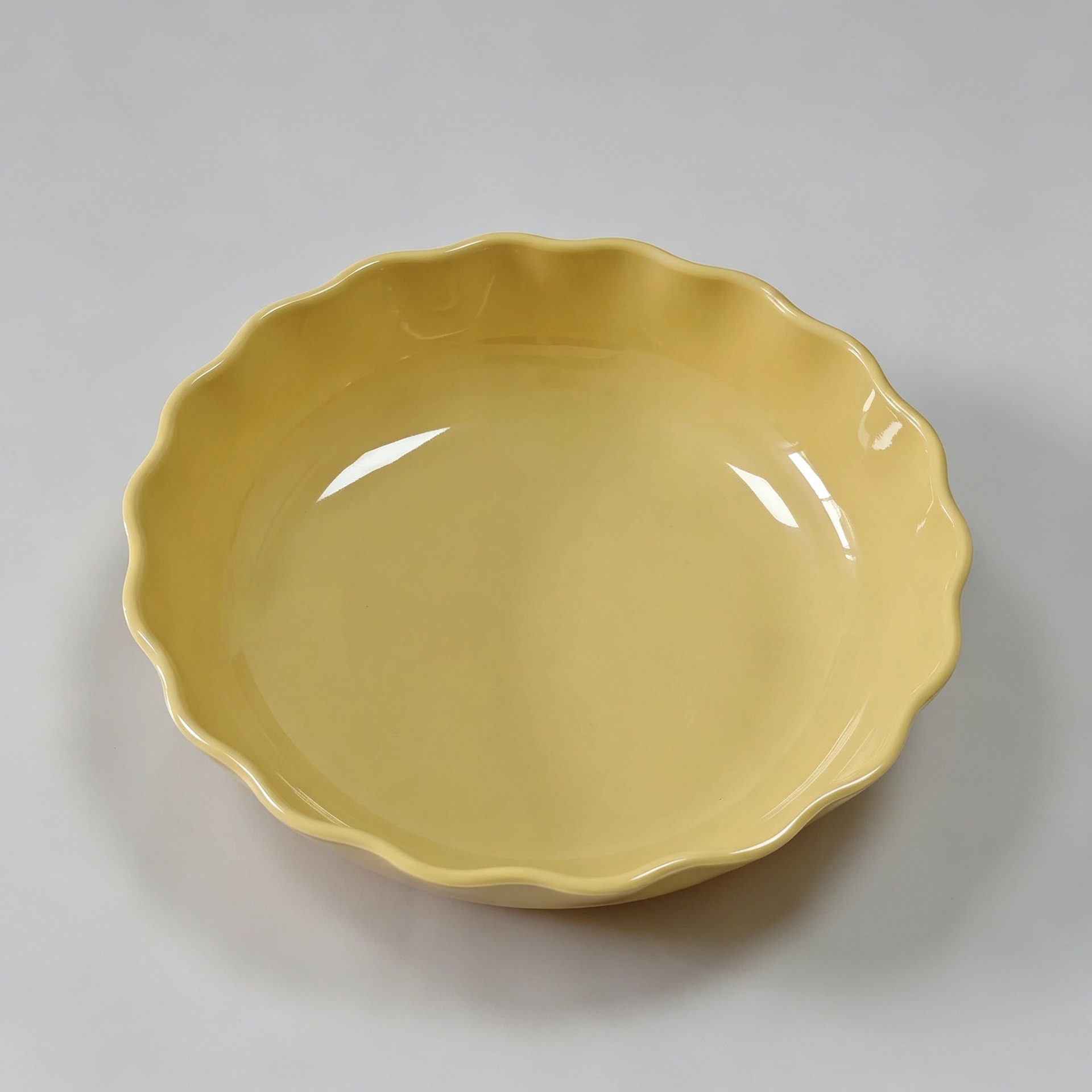Melamine glossy yellow petal edge drop imitation porcelain plate, restaurant decoration and embellishment plate, daily necessities tableware Specification image