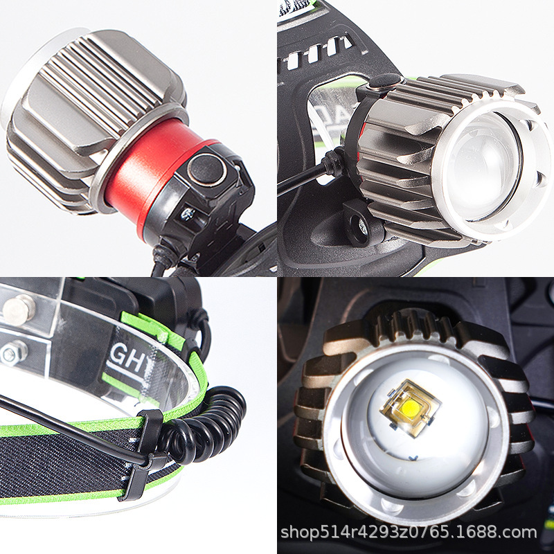 White laser LED telescopic zoom headlamp, 18650 charging outdoor headlamp, high-brightness long-range adventure lighting flashlight headlamp details Picture