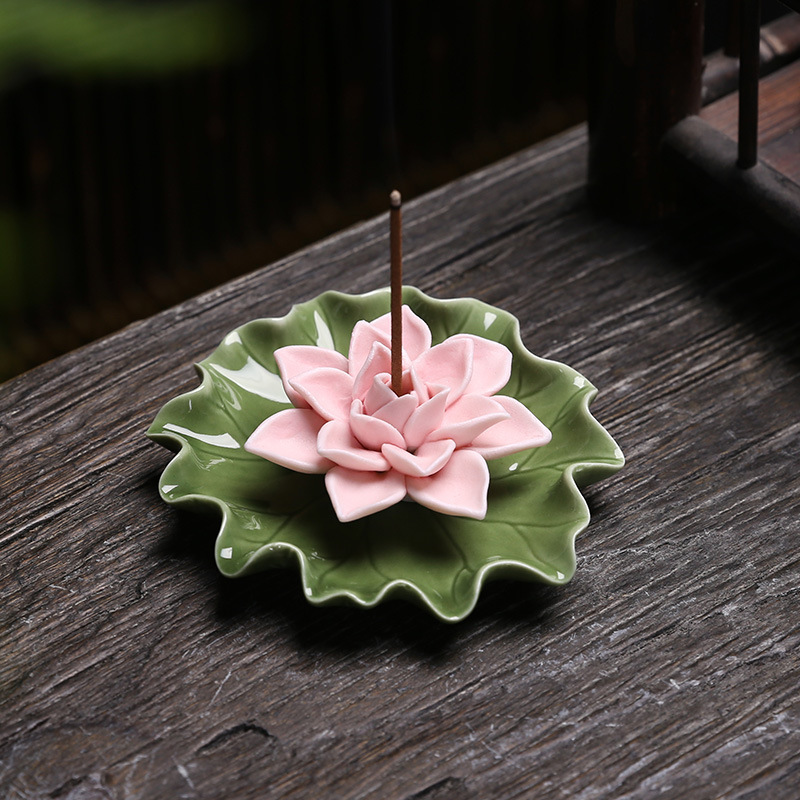 Lotus leaf and lotus flower incense sticks, handcrafted Zen-inspired incense burner ornaments, cross-border bestsellers Specification image