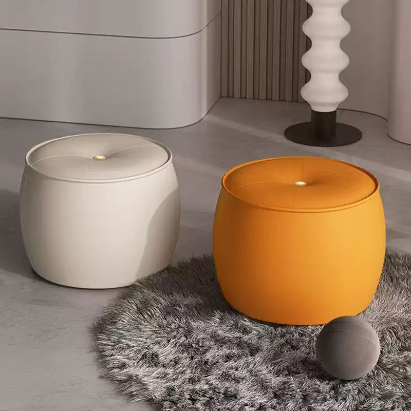 Pumpkin round stool, household small stool, shoe-changing stool, light luxury seat cushion, popular simple coffee table, low stool, living room children's stool cushion Application Scenario