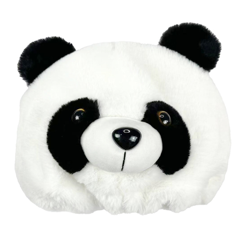 New electric bike head cover, pure white panda imitation rabbit plush cute windproof and warm ski hat accessory Item Picture