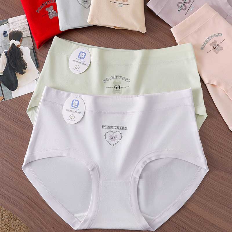 纯棉内裤女甜美可爱少女生亲肤柔软透气桑蚕丝抗菌中腰学院风三角裤