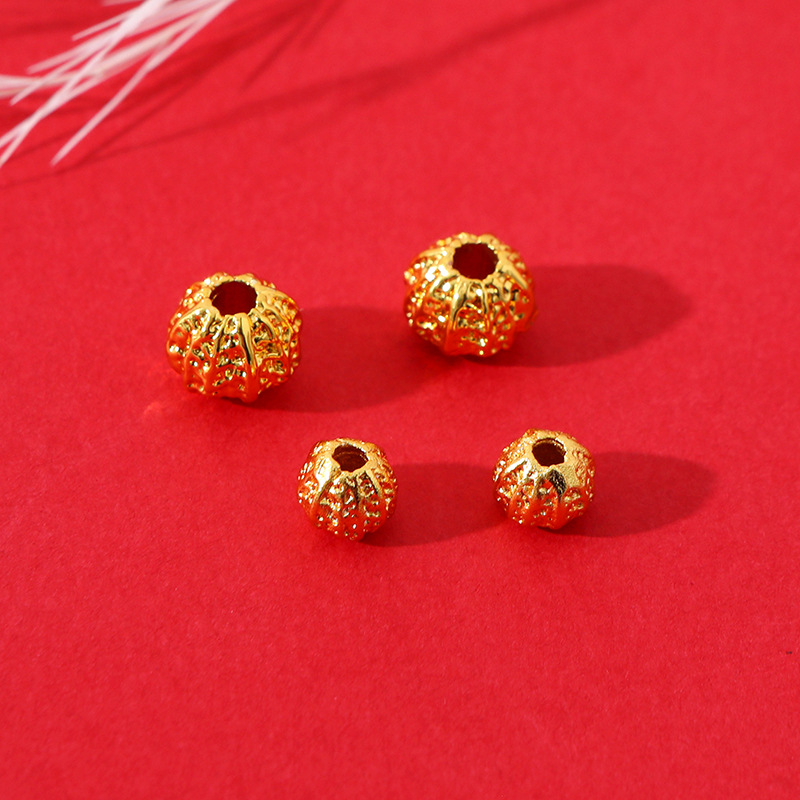 Ancient-style sand gold car flower cat's eye round bead bracelet with interlocking beads, diy handcrafted bead bracelet, necklace and accessory wholesale Specification image