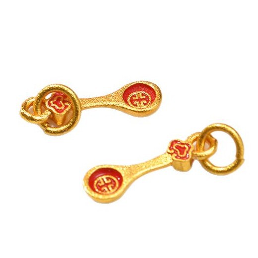 Wholesale of fashionable handcrafted accessories such as sand gold color-preserving blue oil-dripping small pendants, gold ingots, gold spoons and gold bowls Item Picture