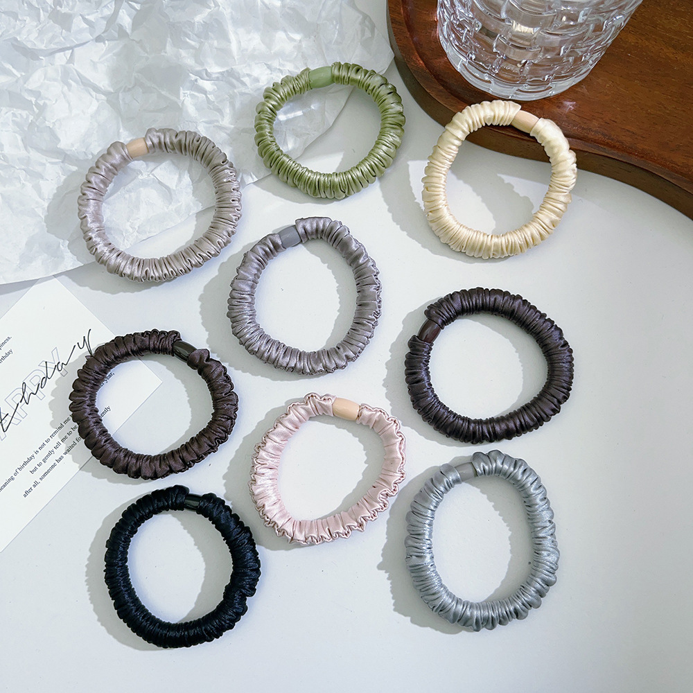 Korean basic, simple, high-elasticity ice silk mask, large intestine hair band, elegant solid color hair tie, hair accessory, hair accessory, head accessory