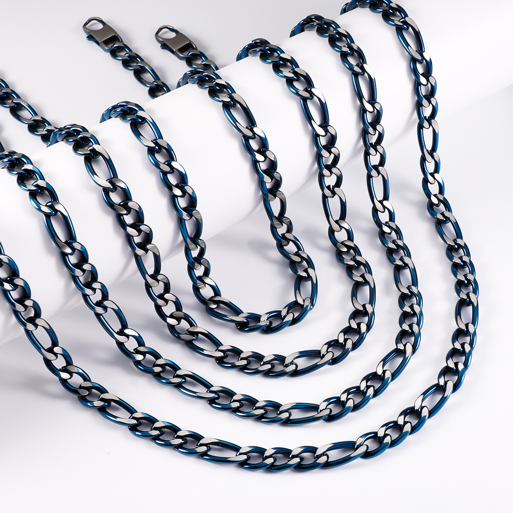 304不锈钢古巴链男款四面切霸气嘻哈风运动户外骑行链条不掉色高级感饰品
