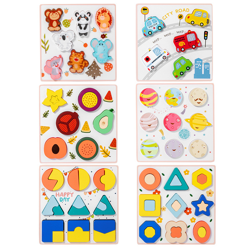 Children's geometric shape recognition matching board, baby digital enlightenment and intelligence early education teaching aid, jigsaw puzzle board toy Item Picture