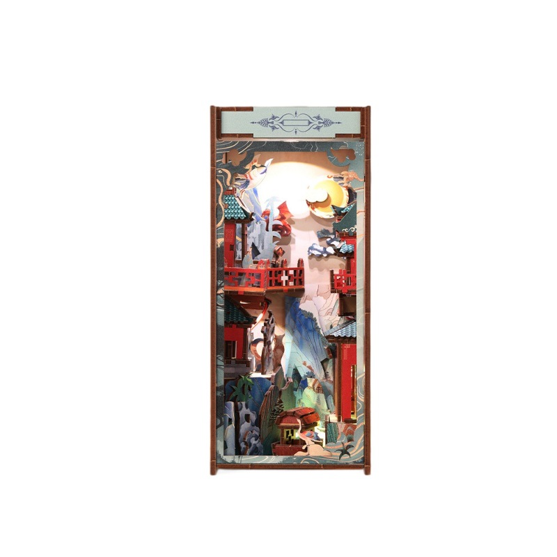 En stock viento nacional confucio DIY madera ensamblada libro miniatura cabaña modelo construcción hecho a mano bloques de construcción juguetes juguetes Item Picture