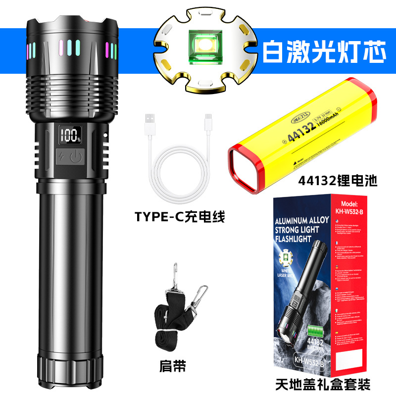 Cross-border flashlight, digital display, hidden charging, long battery life, high lumen, telescopic zoom, special laser lamp for lighting fixtures Application Scenario